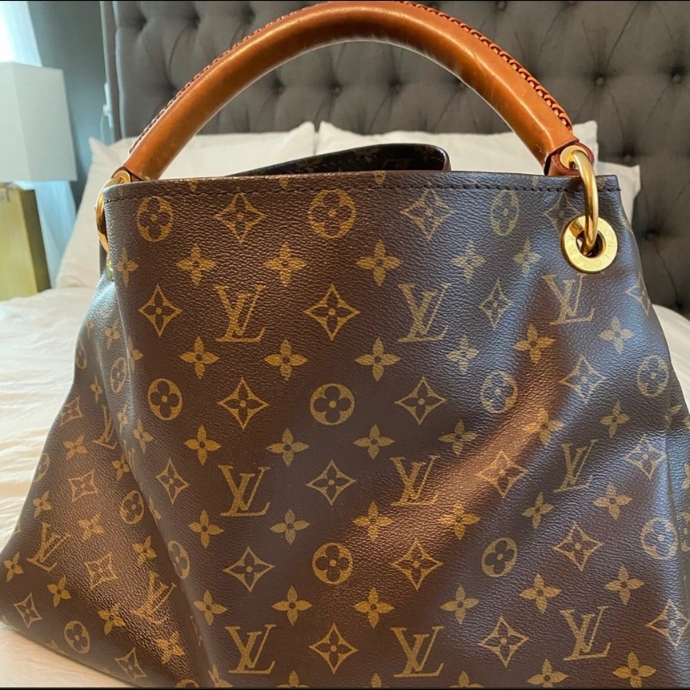 Louis Vuitton Monogram Canvas Shoulder Bag in Brown and Tan